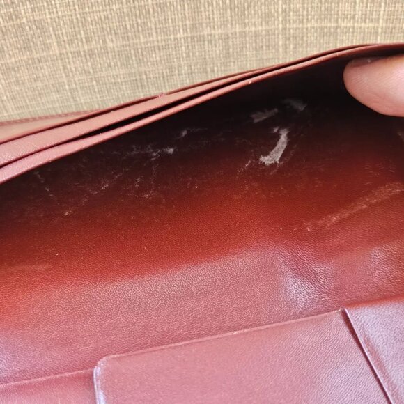 Cartier Paris Clutch Wallet Burgundy Red Leather Card Holder Purse Bag Authentic - Picture 10 of 12